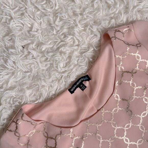 Sequin Hearts Girls Pink & Gold Boho Hippie Sheer Mini Dress Size 10 - Picture 3 of 5